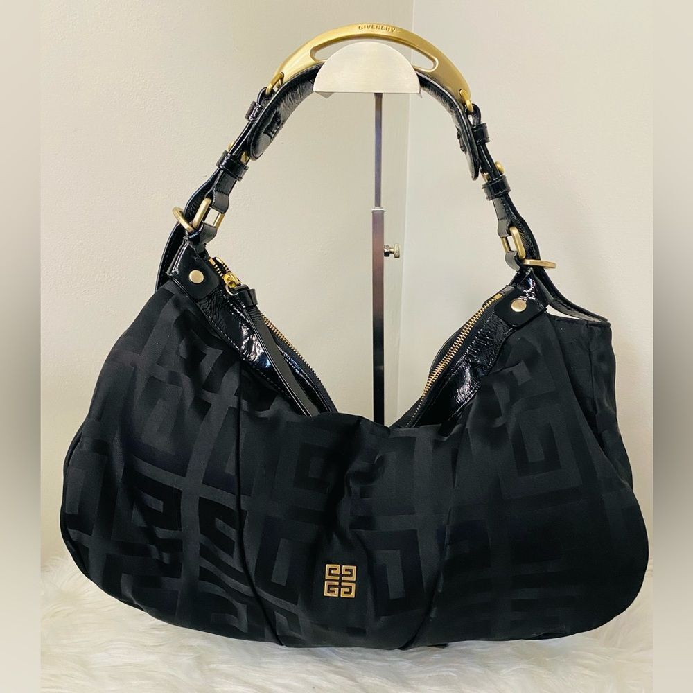 Givenchy HOT DEAL!!! Black GHW Classic G Monogram Logo Hobo Baguette Bag